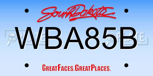 WBA85B South Dakota License Plate