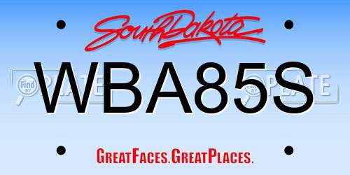 WBA85S South Dakota License Plate