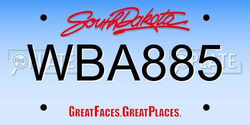 WBA885 South Dakota License Plate