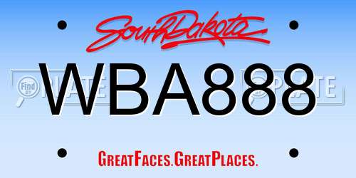 WBA888 South Dakota License Plate