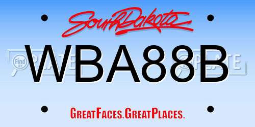 WBA88B South Dakota License Plate
