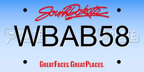 WBAB58 South Dakota License Plate