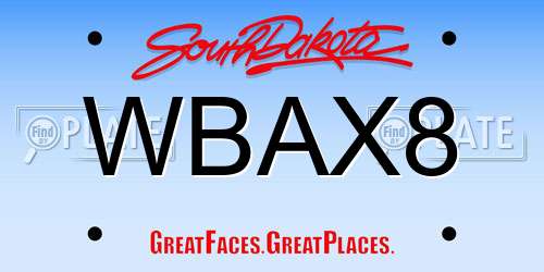 WBAX8 South Dakota License Plate