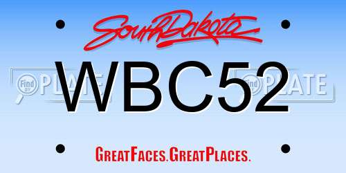 WBC52 South Dakota License Plate