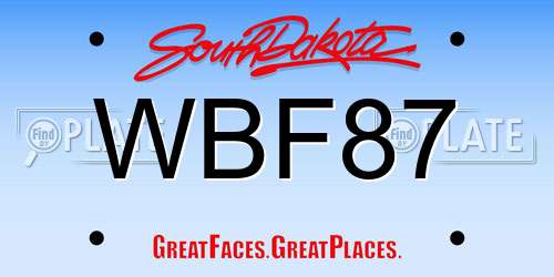 WBF87 South Dakota License Plate
