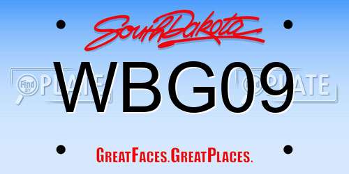 WBG09 South Dakota License Plate