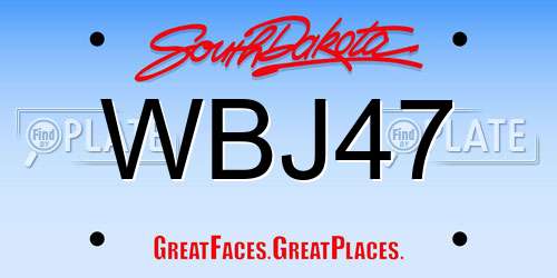 WBJ47 South Dakota License Plate