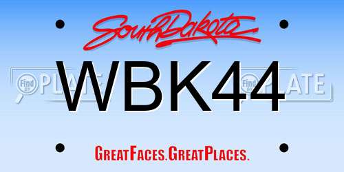 WBK44 South Dakota License Plate