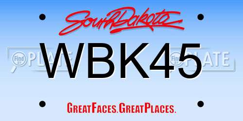 WBK45 South Dakota License Plate