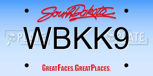 WBKK9 South Dakota License Plate