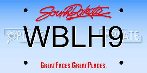WBLH9 South Dakota License Plate