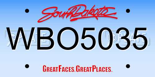 WBO5035 South Dakota License Plate