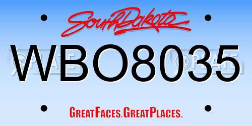 WBO8035 South Dakota License Plate