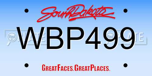 WBP499 South Dakota License Plate