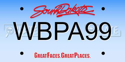 WBPA99 South Dakota License Plate