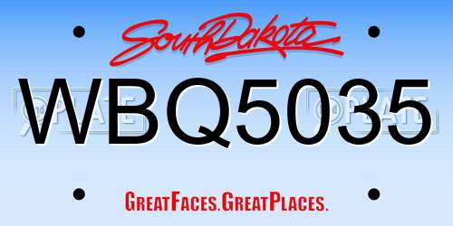 WBQ5035 South Dakota License Plate