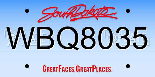 WBQ8035 South Dakota License Plate