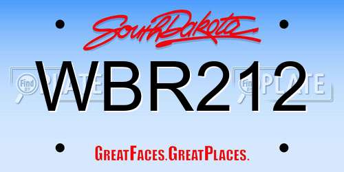 WBR212 South Dakota License Plate