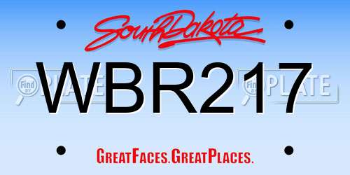 WBR217 South Dakota License Plate