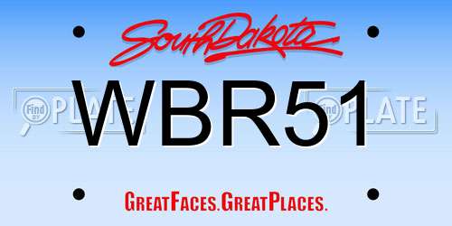 WBR51 South Dakota License Plate