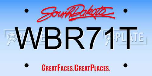 WBR71T South Dakota License Plate