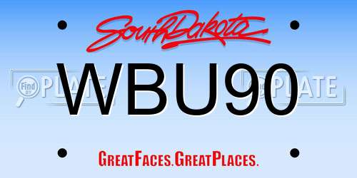 WBU90 South Dakota License Plate