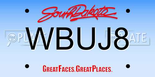 WBUJ8 South Dakota License Plate