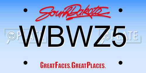 WBWZ5 South Dakota License Plate