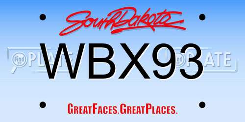 WBX93 South Dakota License Plate