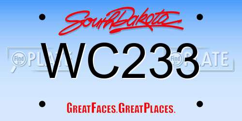 WC233 South Dakota License Plate
