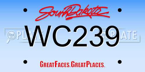 WC239 South Dakota License Plate