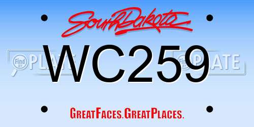 WC259 South Dakota License Plate