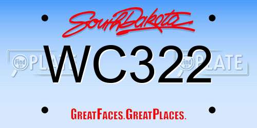 WC322 South Dakota License Plate