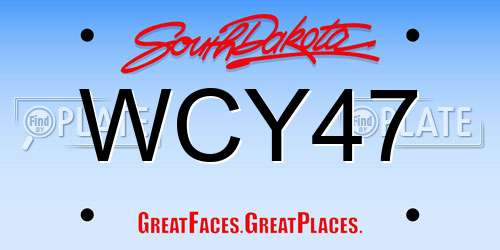 WCY47 South Dakota License Plate
