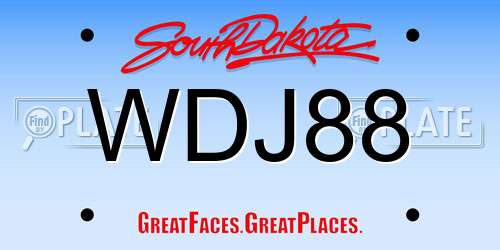 WDJ88 South Dakota License Plate