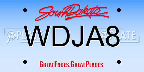 WDJA8 South Dakota License Plate