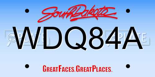 WDQ84A South Dakota License Plate