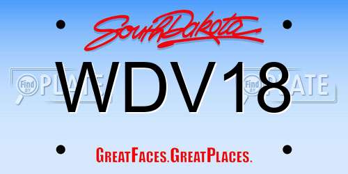 WDV18 South Dakota License Plate