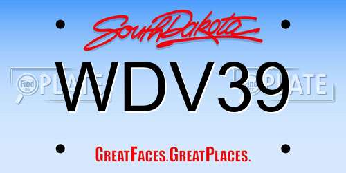 WDV39 South Dakota License Plate