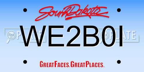 WE2B0I South Dakota License Plate