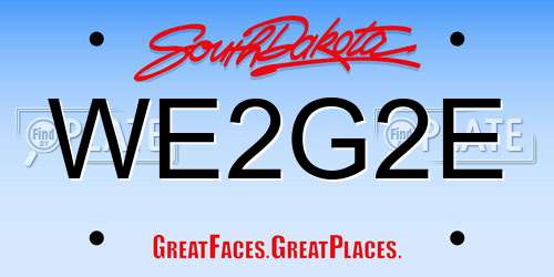 WE2G2E South Dakota License Plate