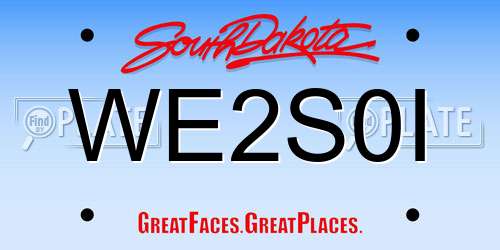 WE2S0I South Dakota License Plate