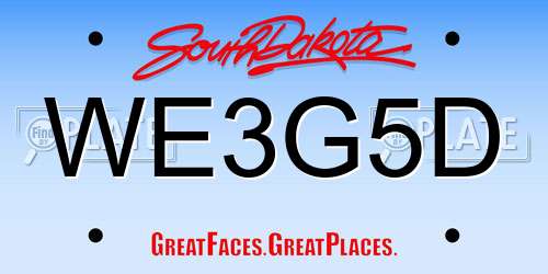 WE3G5D South Dakota License Plate
