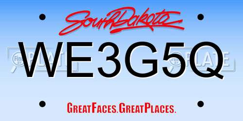 WE3G5Q South Dakota License Plate