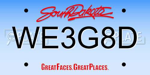 WE3G8D South Dakota License Plate