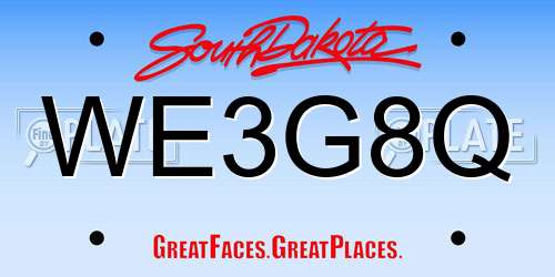 WE3G8Q South Dakota License Plate