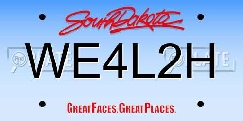 WE4L2H South Dakota License Plate