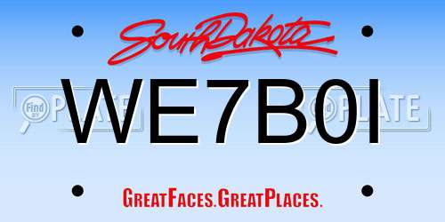 WE7B0I South Dakota License Plate