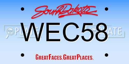 WEC58 South Dakota License Plate