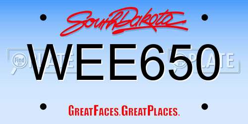 WEE650 South Dakota License Plate